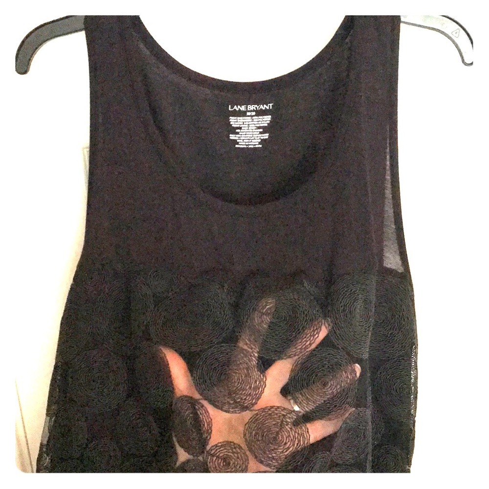 Lane Bryant Black Top with embroidered front liner